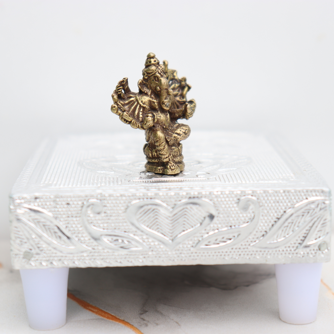 10-Armed Ganpati Miniature brass idol