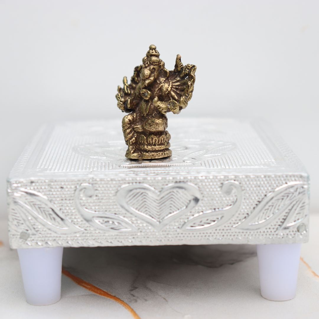 10-Armed Ganpati Miniature brass idol