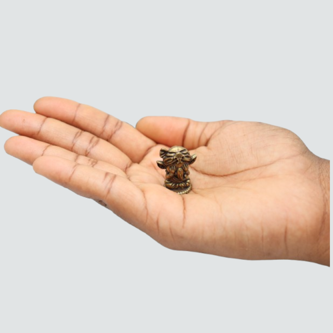 Mini Antique Brass Ganesha Idol