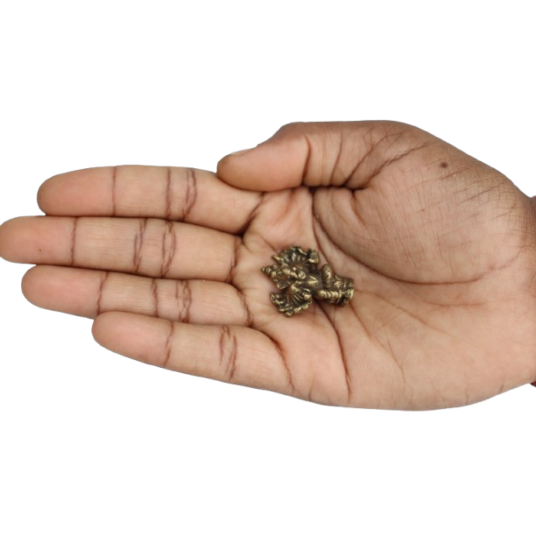 10-Armed Ganpati Miniature brass idol