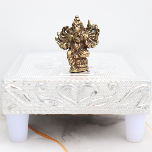 10-Armed Ganpati Miniature brass idol