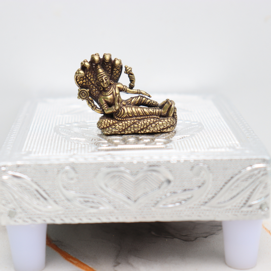 Brass Lord Vishnu Idol Resting on Sheshnag