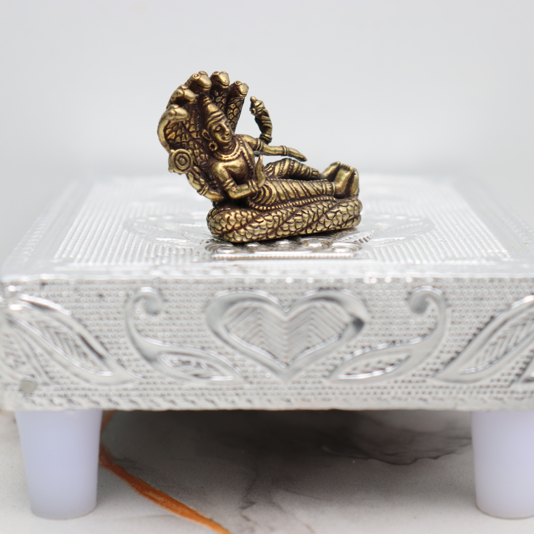 Brass Lord Vishnu Idol Resting on Sheshnag