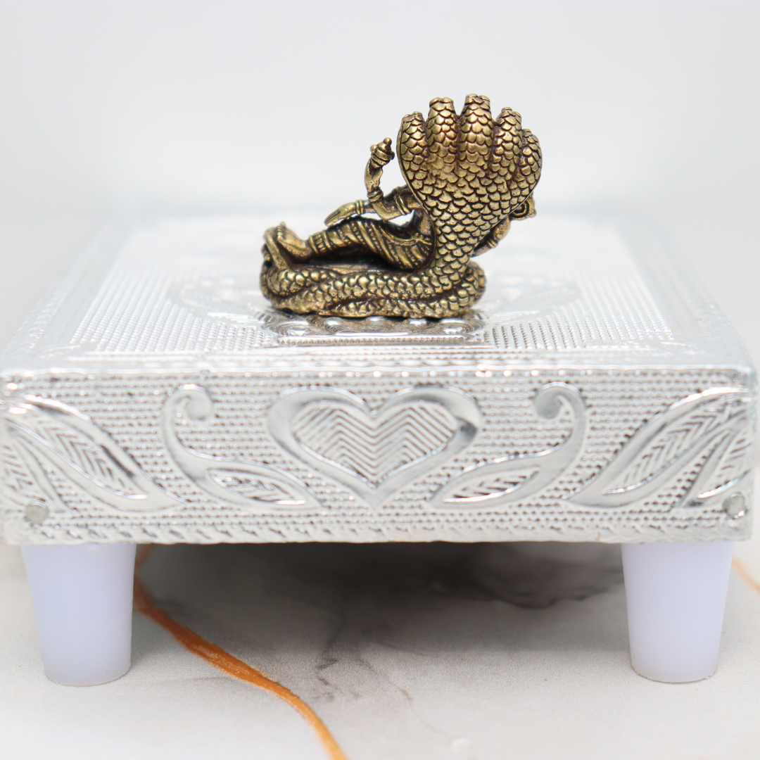 Brass Lord Vishnu Idol Resting on Sheshnag